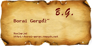 Borai Gergő névjegykártya